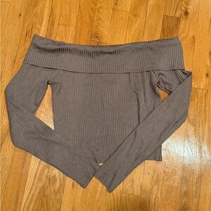 Wild Fable Light Brown Off-the-Shoulder Sweater